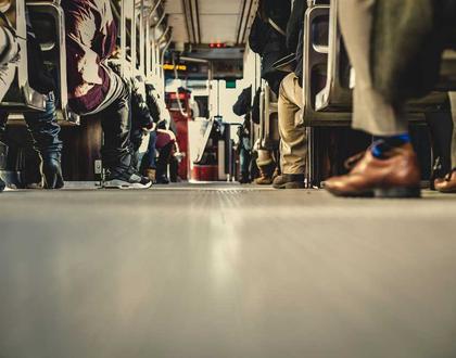 Commuters on a train platform